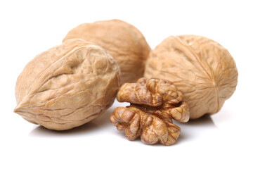 walnuts on white background