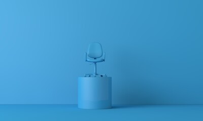 An office chair high on a podium. Business development concept. 3D Rendering