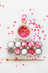 Happy Easter. Easter eggs decoration Paper confetti