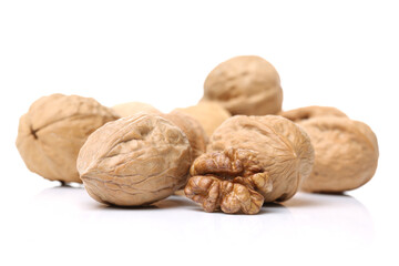 walnuts on white background