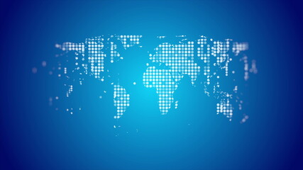 Abstract tech world map from sparkling shiny dots