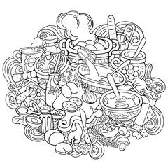 Food hand drawn raster doodles illustration
