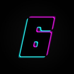 6 number vector trendy colors neon font. For dark night theme, vibrant identity, techno design, app logo and more
