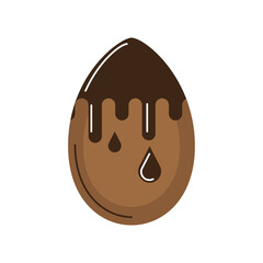 happy easter melted chocolate egg cartoon isolated style