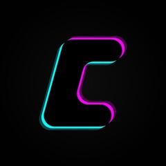 C letter, vector bright neon font. For dark night theme, vibrant identity, techno design, app logo and more