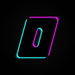 O letter, vector bright neon font. For dark night theme, vibrant identity, techno design, app logo and more