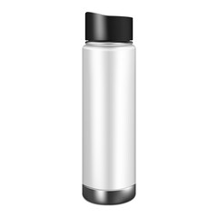 Vacuum insulated thermal water bottle isolated on white background, vector mockup. Thermos flask, mock-up. Travel thermo mug, template