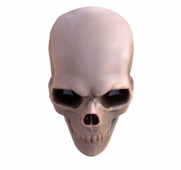 Human skull on Rich Colors a white background. The concept of death, horror. A symbol of spooky Halloween. 3d render illustration.