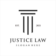 justice law attorney with pillar shape logo design vector template