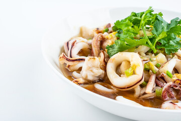 A plate of steamed squid rings