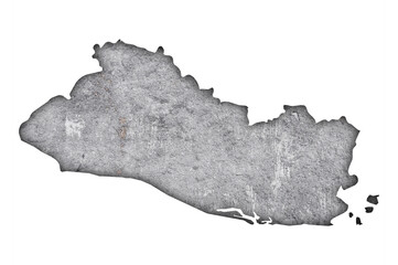 Karte von El Salvador auf verwittertem Beton