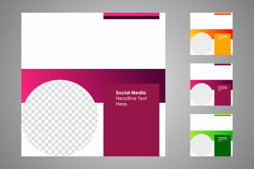 New set of editable minimal banner templates. Suitable for social media posts and web or internet ads. Vector illustration with photo college.