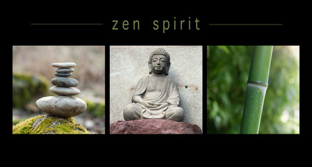 collage of various view of nature zen concept