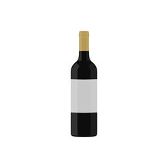 Botella de vino con etiqueta en blanco