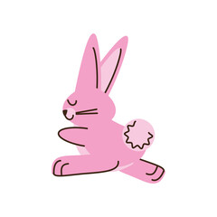 cute little pink rabbit cartoon isolated style