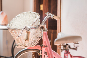 old vintage bicycle parked at home