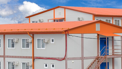 a house with an orange roof