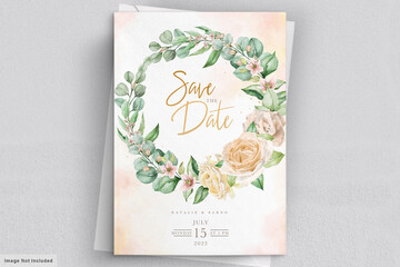 Obraz premium Elegant watercolor hand drawn floral wedding invitation card