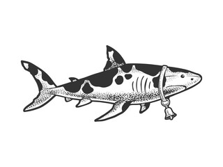 Shark cow animal sketch raster illustration