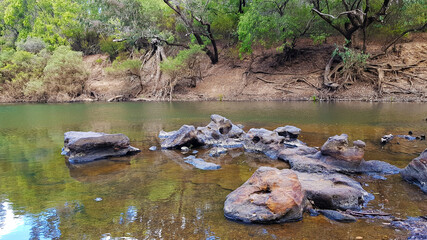Rocks in a calm river