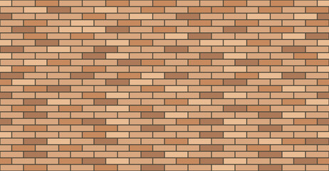 Brick wall texture. Wall masonry seamless pattern, background for house exterior facade decor. Flat brick stones, front view. Vector illustration