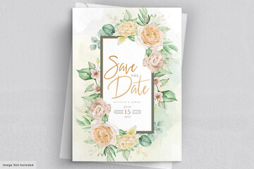 Elegant watercolor hand drawn floral wedding invitation card