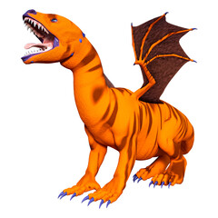 3D Rendering Fairy Tale Dragon on White