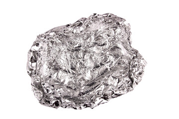 piece of crumpled foil on a white background