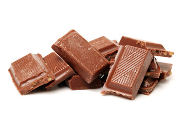 stack of chocolate on white background