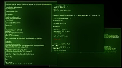 source code programming screen text scrolling animation