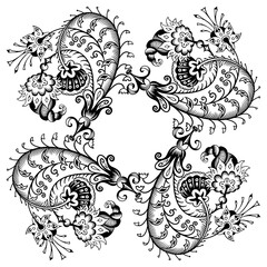 Floral hand drawn vintage border. Frame design.