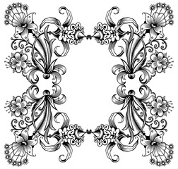 Floral hand drawn vintage border. Frame design.