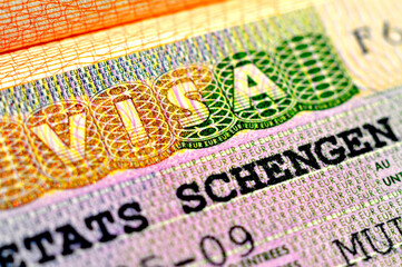 European Union  Visa, close-up, Schengen