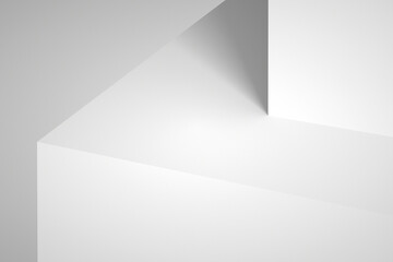 Empty white podium with soft shadows. Abstract minimal 3d render