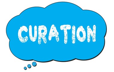 CURATION text written on a blue thought bubble.