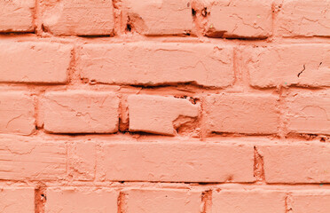 Old red brick wall, close-up background texture