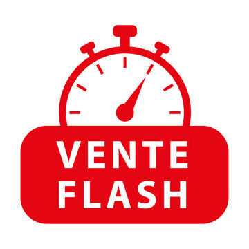 Vente flash. Ic&ocirc;ne rouge avec chronom&egrave;tre. Illustration vectorielle.