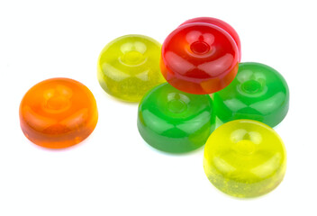 Colorful fruit hard sugar candies, boiled sweeties or sugar plum