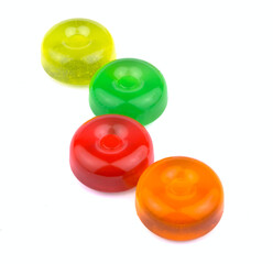 Colorful fruit hard sugar candies, boiled sweeties or sugar plum