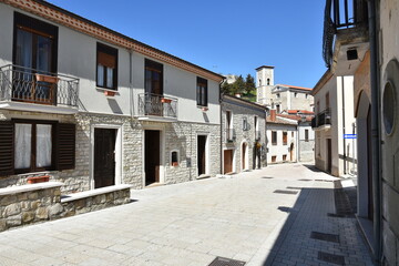 A street among the old stone houses of Rocca San Felice, a medieval village in the province of Avellino.