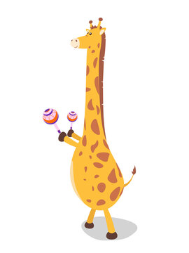 Cute Animal giraffe playing music intrument, vector illustration EPS10