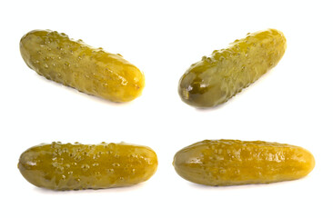 Marinated pickled cucumbers isolated on white background