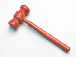 Selective focus white background with wooden gavel. Law concept.