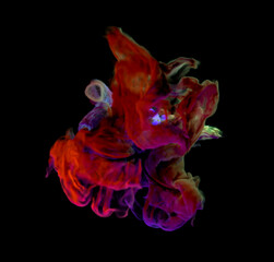Fototapeta na wymiar 3D render Abstract colored smoke hookah on black background.