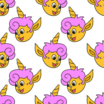 girl unicor horn seamless pattern textile print. repeat pattern background design