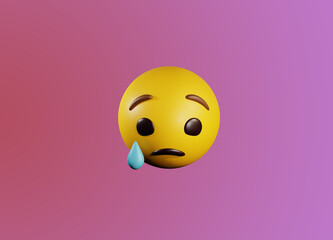 sad emoticon 3d rendering, social media and communications concept