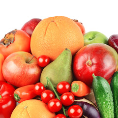 Fruits and vegetables isolated on a white background.