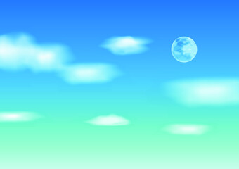 Background with clouds on blue sky And full moon, Blue Sky vector