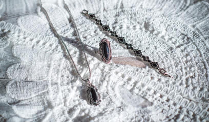 Boho natural accessorize. Women's Bohemian fashionable details