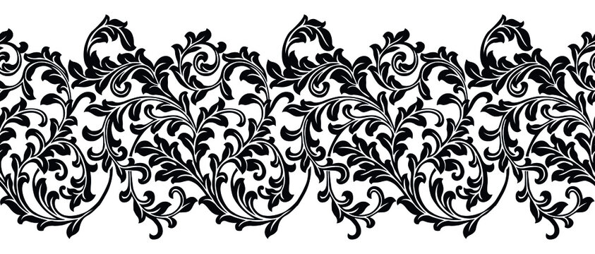 Antique black and white decorative border design
